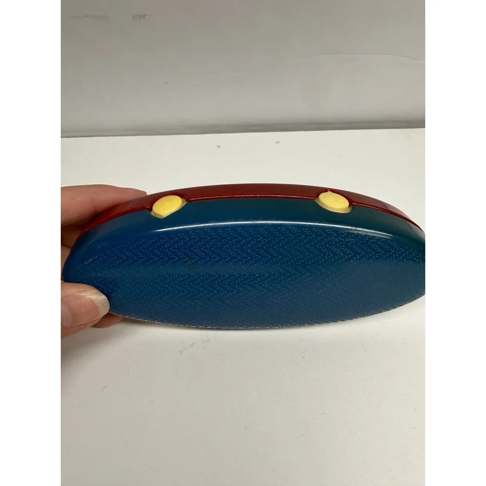 Vintage Travel Lint Brush and Shoe Buffer Compact Red Blue Two Sided Tool